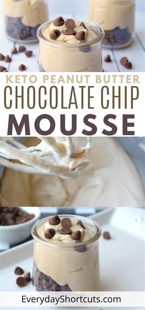 Cut the chocolate peanut butter cups into sixths and evenly place around the rim of the cake, or decorate as desired! Keto Peanut Butter Chocolate Chip Mousse - Everyday ...