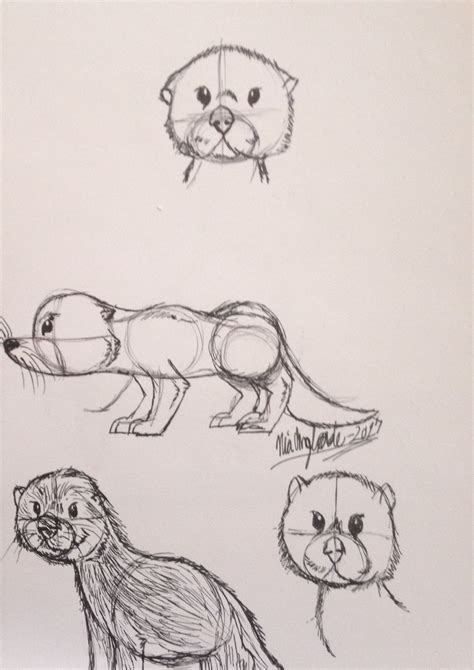 Drawing instruments gives me grief. Last month sketches of otter #artist #pendrawings #art # ...