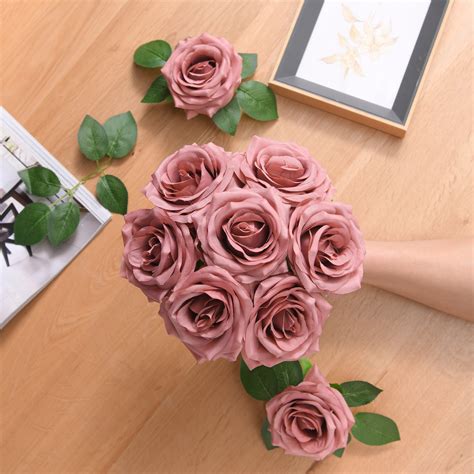 Maybe you would like to learn more about one of these? Artificial Flowers Dusty Rose 10pcs Realistic Fake Roses ...