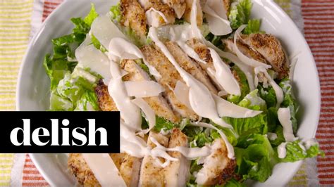 Spread into an even layer in one half of tray. Crispy Chicken Caesar | Delish - YouTube