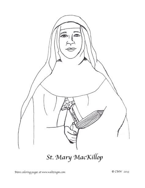 Anne coloring page © 2009 c.m.w. St. Mary MacKillop