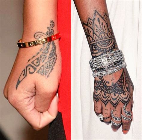 He also added that this tattoo was one of the most challenging tattoos he had ever done. Rihanna's hand tattoo - scoopnest.com