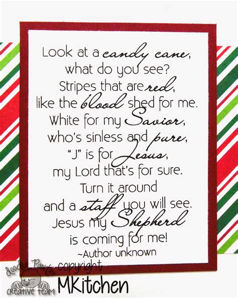 It is traditionally white with red stripes and flavored with peppermint, but they also come in a variety of other flavors and colors. On A Stampage...: Doodle Pantry: Candy Cane Poem