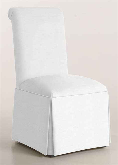 Madison home velvet damask parson chair slipcover & reviews. Scroll Back Parson Chair with Kick-Pleat Skirt | Custom ...