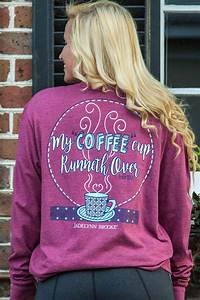 Jadelynn My Coffee Cup Runneth Over L S V Neck Heather Maroon