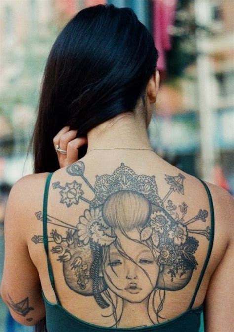 The geisha has gone from a japanese embodiment of art to american curiosity. Girl Back Tattoo Ideas | Girl back tattoos, Geisha tattoo, Geisha tattoo design