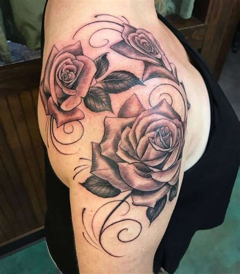This awesome shoulder black rose tattoo has great size for visibility, but can be semi covered for a mysterious look. Top 51 Best Rose Shoulder Tattoo Ideas - [2021 Inspiration ...