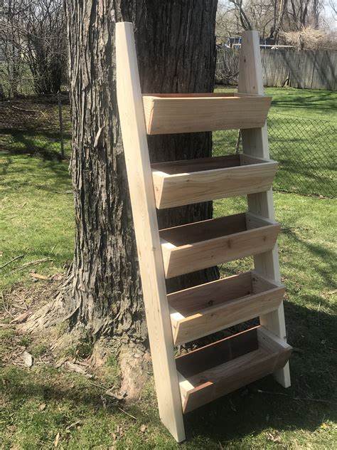 Use these planters for herbs, flowers or even a small vegetable garden. Ladder Planter 5 Box Cedar and Pine. | Cedar, Ladder, Planters