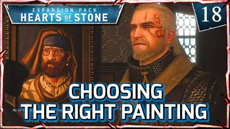 As far as the painting goes, if you identify the correct artist's work in the chat with the art dealer beforehand he'll suggest you buy it and tell you the bookseller in novigrad will pay top coin for it. Witcher 3: HEARTS OF STONE Choosing the Correct Painting by Var Der Knoob #18 - YouTube