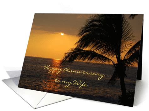 Blonde wife gets a mouthful. Happy Anniversary Wife Hawaiian Sunset card (850251)