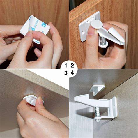 Supplied with 2 keys and fixings. Baby Safety Cabinet Locks Ranpower 10 Packs White Easy to ...