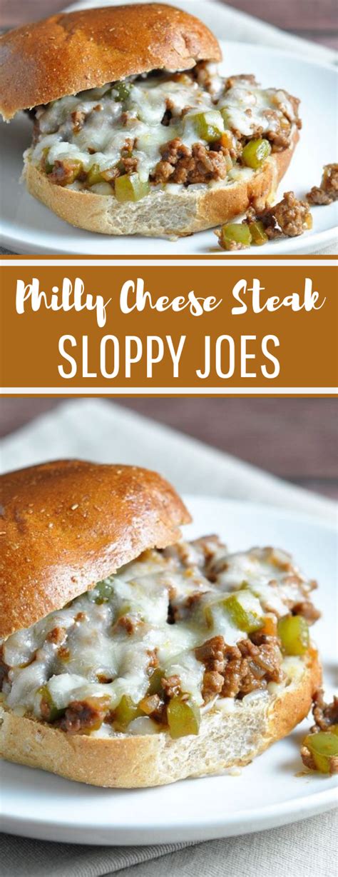 Serve the sloppy joe mixture on buns topped with a slice of provolone cheese (or other cheese of choice). Philly Cheese Steak Sloppy Joes #lunchideas #sandwich