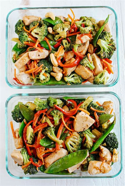 If you don't have all the veggies to hand, you could use packets of stir fry veg, tinned bamboo shoots in water or sliced carrots. One Skillet Cashew Chicken Stir Fry | Recipe | Lunch meal prep, Healthy meal prep, Healthy eating