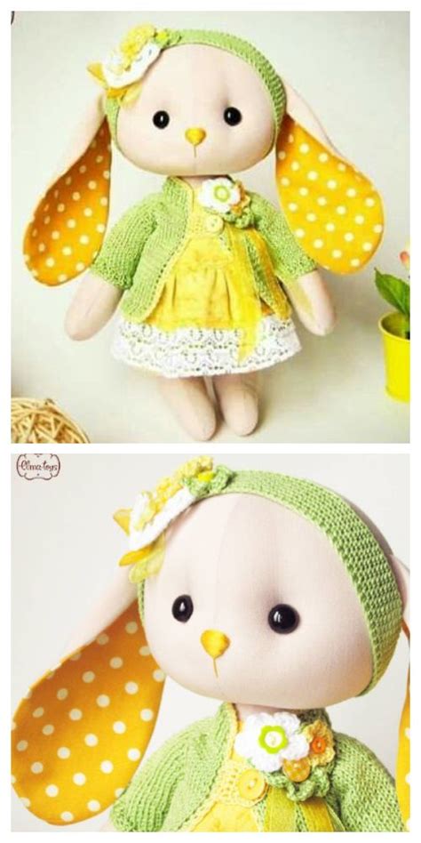 Knit it according to the scheme in the figure, rotary rows of the rvn. DIY Fabric Long Ear Bunny Doll Free Sewing Pattern + Video ...