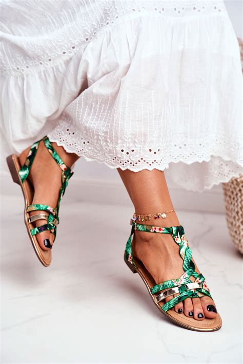 Browse our entire home decor section to get inspired. Elegant Sandals With Floral Pattern Green Brooke | Cheap ...