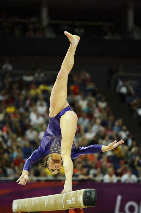 Men compete in six events, and women. USA female artistic gymnast Jordyn Wieber performing on ...