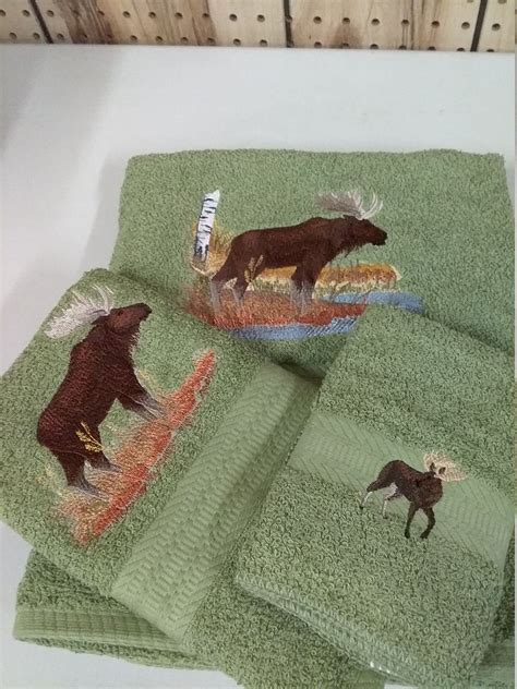 Decorate your entire bathroom with shower curtains, countertop accessories and more. Moose Embroidered Bath Towel Set Bath Towel Hand Towel ...