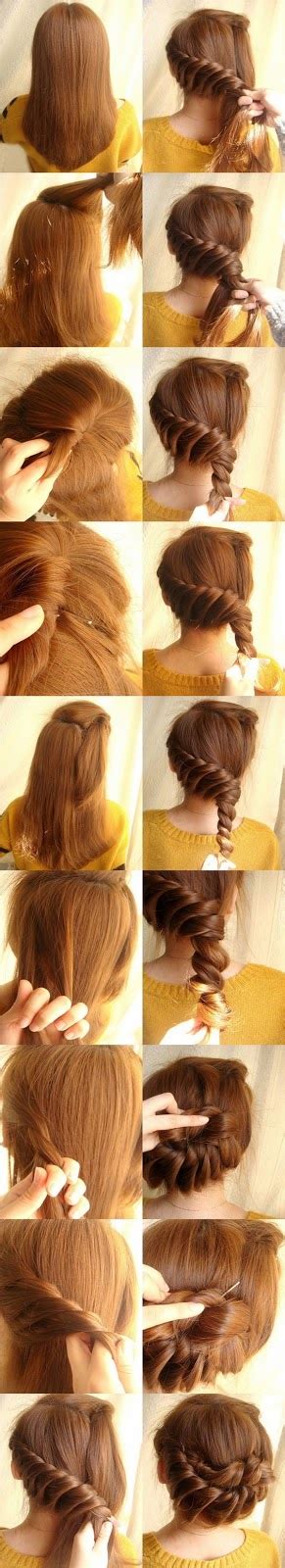 The technique involves braiding both thick and thin strands at the same time to achieve a thick center braid framed by a thin outer braid. step by step hairstyles easy made | StylesNew