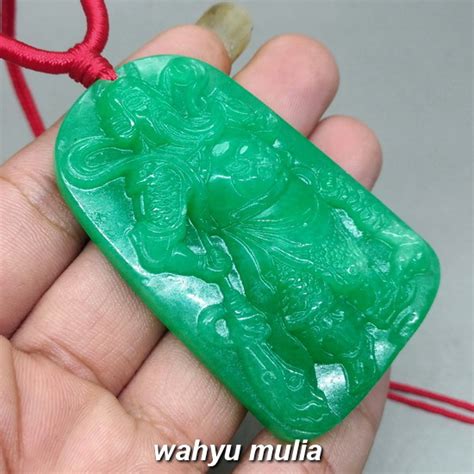 Krisna shop 31 oktober 2017 03.40. Liontin Batu Giok Jade Hijau Ukir Dewa China Asli (Kode 1189) - Wahyu Mulia