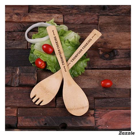 Bamboo kitchen utensils are very essential for many reasons. Modern Engraved Salad Bamboo Kitchen Utensils | Zazzle.com ...