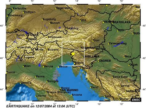 Ord före och efter erdbebenkarte. Erdbebenarchiv 2004