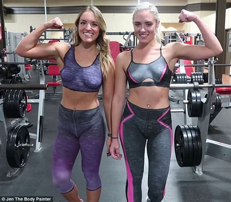 Most amazing busty blonde teen has huge cameltoe! Women work out at the gym in almost nothing but body paint ...