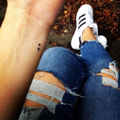 What does a semicolon tattoo mean trending. Semicolon tattoo on Selina's wrist. - Little Tattoos for ...