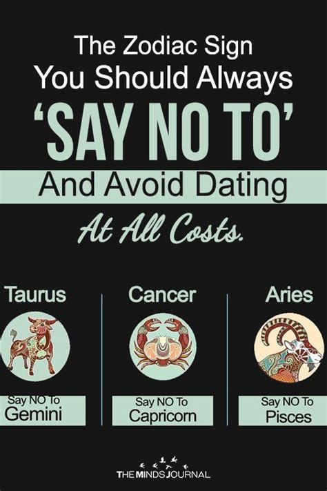 An astrologer shares the zodiac sign you should avoid dating. Zodiac Signs You Should Avoid Dating at All Costs | Zodiac ...