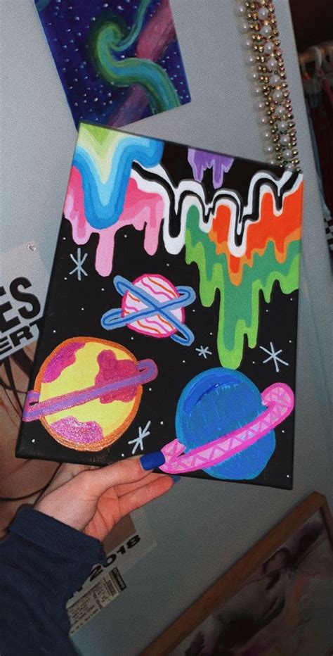I am used to creating trendy, modern, geometric and abstract art, but this… drippy space | Mini canvas art, Diy canvas art painting ...