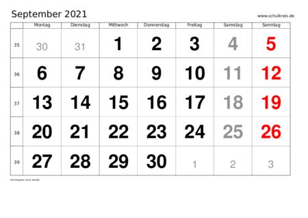 Leerer kalender für den druck januar 2021. Monatskalender September 2021 - Monats-Terminkalender kostenlos ausdrucken (PDF)