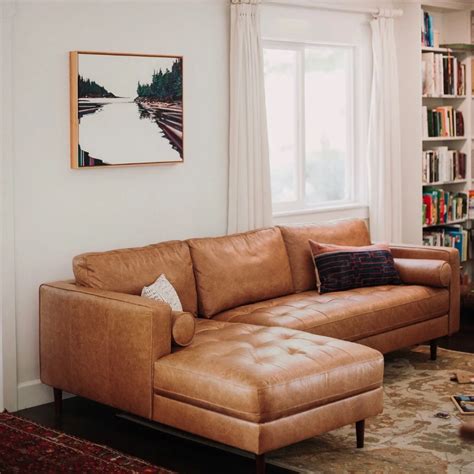 It is upholstered with fabric that can tolerate wear and tear. Sven Charme Tan Left Sectional Sofa | Sectional sofa, Mid ...