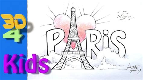 Move the wire across the top platform, which is the roof of the viewing area, and continue on down the opposite side of the eiffel tower. easy paris drawing How to Draw the Eiffel tower for Kids ...