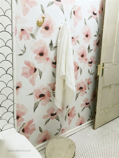 Dark floral wallpaper floral bathroom traditional bathroom bathroom interior. One Room Challenge Week 4: diy pink bathroom vanity + plumbing