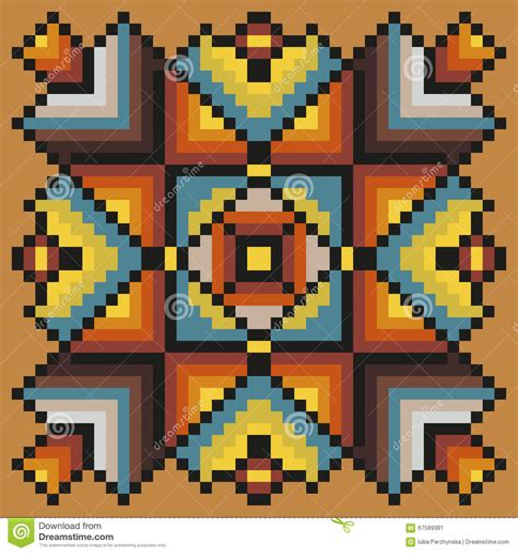 Maybe you would like to learn more about one of these? Floral Pixel Art Pattern In Warm Colors On A Light Brown ...