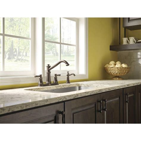 All of the kitchen faucets listed on this page are avaibale in oil rubbed bronze, a very popular finish that you will surely love. MOEN Belfield 2-Handle Standard Kitchen Faucet with Side ...