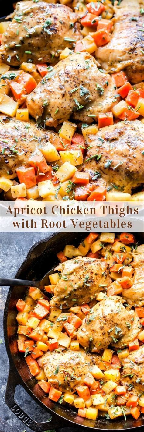 By dorothy reinhold on may 25, 2014. Apricot Chicken Thighs with Root Vegetables is a hearty ...