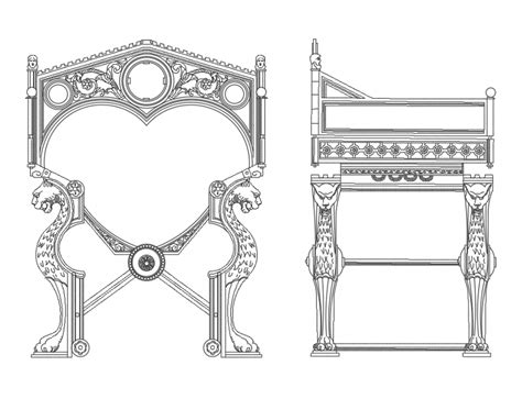 Library of sofas & armchairs cad drawings. Creative traditional type arm chair side and front view ...