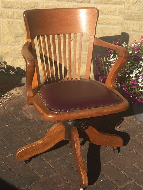 Seat cushion provides a comfortable experience; Edwardian Swivel Desk Chair - Antiques Atlas