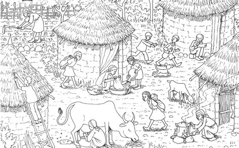 Zeichnen und ausmalen für kinder. Äthiopien: Medhins Dorf zum Ausmalen - Robinson im Netz