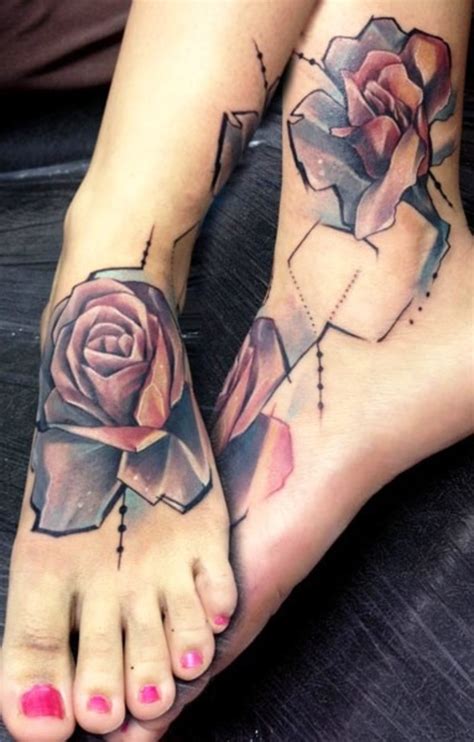 Graffiti rose flower male foot tattoo. 10 Foot Rose Tattoos