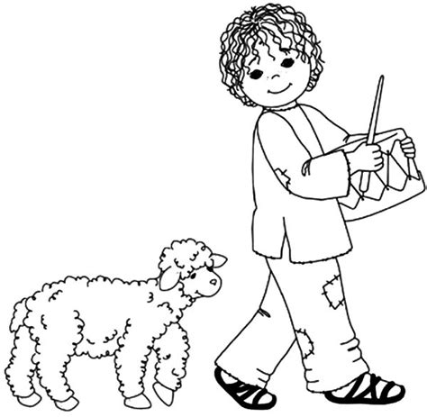 Free printable veggie tales coloring pages for kids. Drummer Boy Followed By His Sheep Coloring Pages : Kids ...