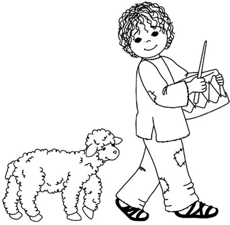 Free printable veggie tales coloring pages for kids. Drummer Boy Followed By His Sheep Coloring Pages : Kids ...