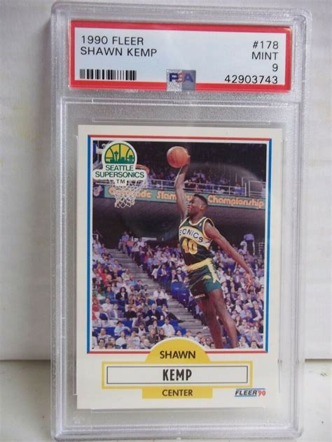 1994 upper deck collectors choice 1000 reb #4 shawn kemp. 1990 Fleer Shawn Kemp Rookie PSA Mint 9 Basketball Card ...