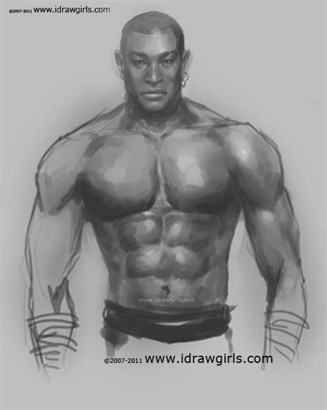 Here you will learn how to draw a person from a 3/4 view. Drawing man upper body chest - drawing and digital ...