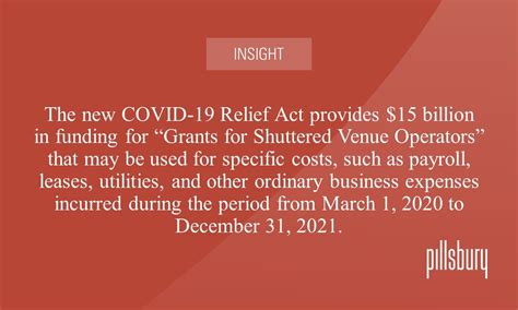 An edition of specific relief act 1950 (act 137) (2001). COVID-19 Relief Act Provides Grants for Shuttered Venue ...