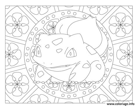 Pokemon pikachu en colère 2. Coloriage pokemon mandala adulte Bulbasaur - JeColorie.com