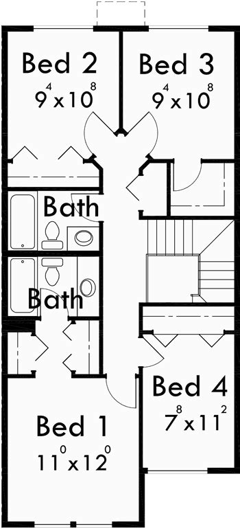 Due to the wide variety of home plans available from various designers in the united states and canada and varying local and regional. Upper Floor Plan for D-496 Duplex house plans, 20 ft wide ...