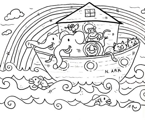 Noah & the rainbow, animals, and the ark. Noah's Ark Coloring Page | K5 Worksheets