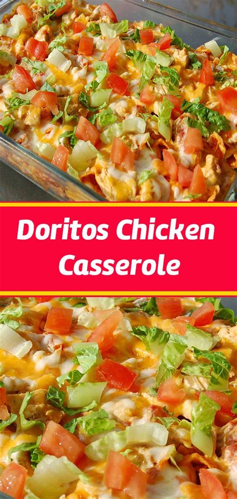 Layer half of the crushed doritos across the bottom of the dish. Doritos Chicken Casserole (With images) | Recipes, Chicken ...