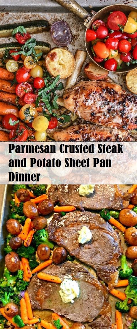 For this steak sheet pan dinner, potatoes and green beans are first roasted in the oven together so they are cooked through. Parmesan Crusted Steak and Potato Sheet Pan Dinner - Food Menu